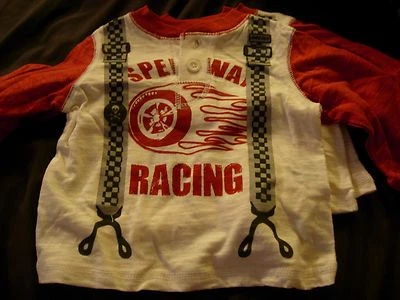 SPEEDWAY RACING Tirantes Llama Neumático Fuego Calavera Blanco Rojo Bebé Infantil Camiseta  Foto 1 de 3