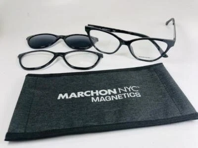 NEW MARCHON M-1500 001 Black MAG-SET Eyeglasses 54mm with 2 Extra Clips