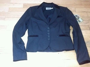 Nwt Juicy Couture womens blazer wool velvet trim crop black super fine wool 6 - Picture 1 of 2