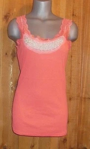 Nueva CAMISA CAMI BONITA ÁNGEL TANK íntima S M L XL vintage CORAL perlas ENCAJE - Imagen 1 de 2