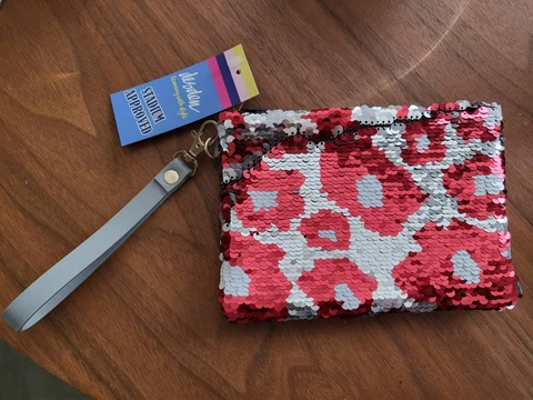 NWT Boomer Sooner OU Vegan Leather Flip Sequin Clutch Wristlet Desden 1027OU Cover