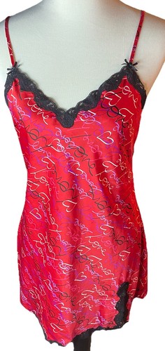 UNDERCOVER Abito Slip Vintage Secret Treasures Raso Setoso Cuori Rossi Donna Medium Y2K