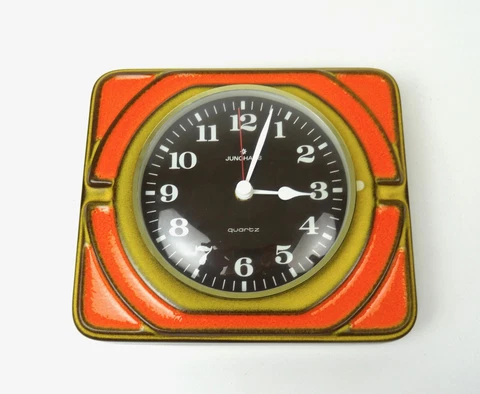 RARE ORIGINAL MID CENTURY 70S POP ART CERAMIC VINTAGE WALL CLOCK JUNGHANS NOS Cover