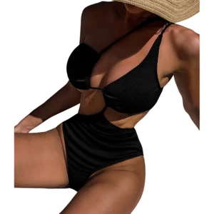 Women Swimwear One Piece Swimsuit Cut Out Asymmetric Backless Monokini - Picture 1 of 9