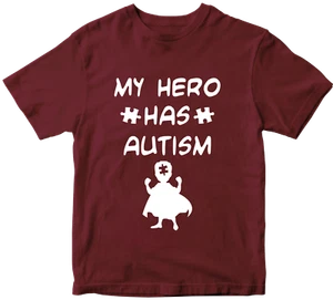 My Hero Has Autism T-shirt Be Kind Be Patient Kids Awareness Birthday Gifts - Picture 1 of 14