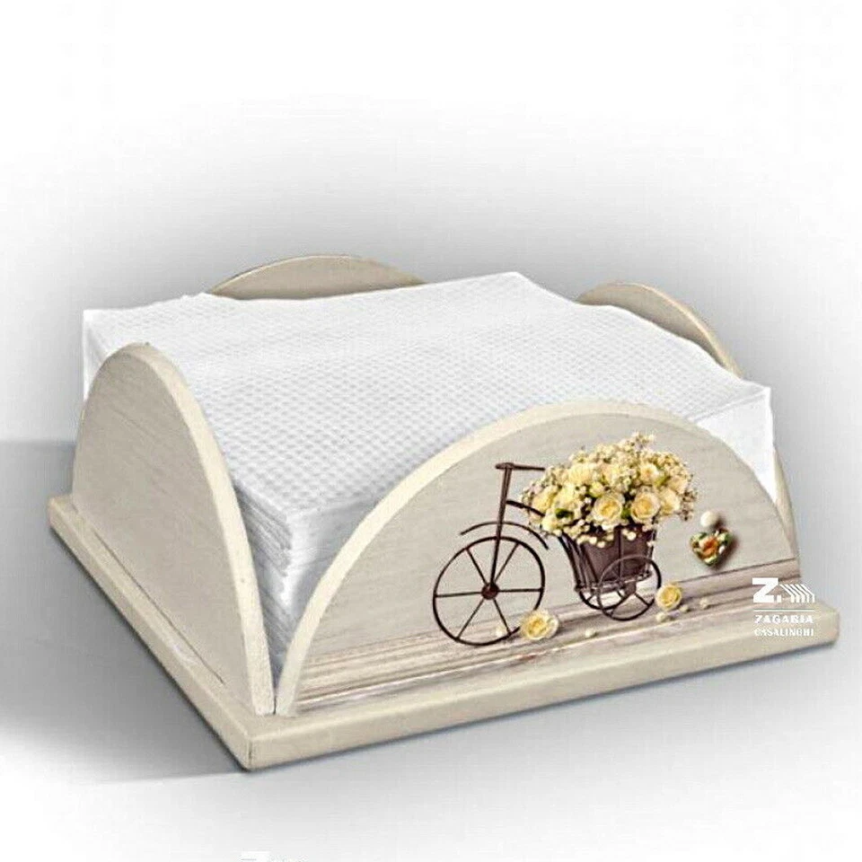 PORTATOVAGLIOLI ELEGANTE IN LEGNO DA TAVOLA QUADRATO Cm 19x19x9h YELLOW ROSES - Immagine 1 di 1