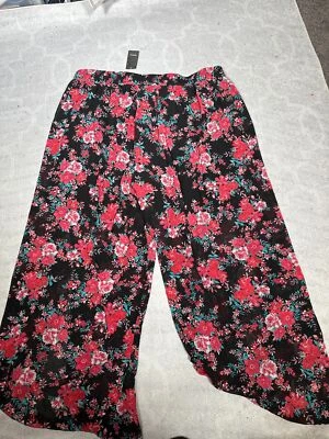 Torrid Pants Womens  Size 3 Black Floral Tiffany Wide Leg Flare Flowy NWT (89) - Изображение 1 из 4