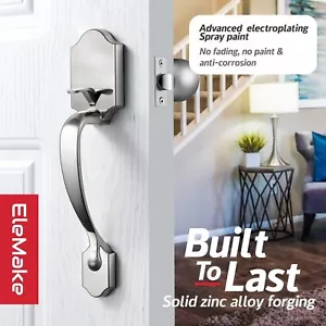 Elemake Front Door Handle Exterior Door Handle Set with Knob Front Door Handle - Picture 1 of 7