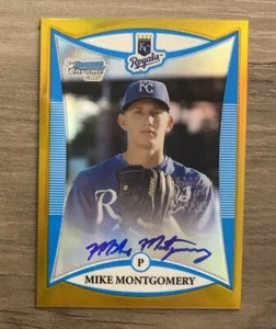 2008 Bowman Draft Chrome Gold Refractor 42/50 Mike Montgomery #BDPP123 Auto - Picture 1 of 2