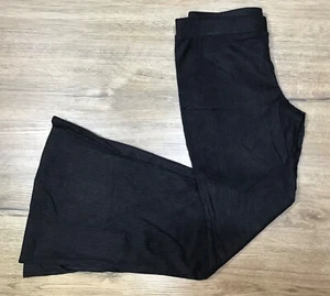 Girls' Stretch Ribbed Flared Elastic Waistband Pull-On Cozy Pants Black S, M - Picture 1 of 7