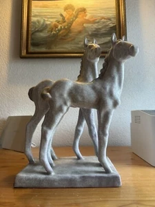 Antique Karlsruhe majolica figure Else Bach horses excellent condition! large figure - Picture 1 of 12