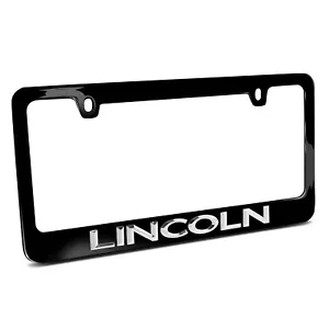 Lincoln 3d Chrome Emblem on Black Metal License Plate Frame - Picture 1 of 8