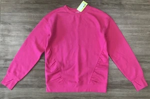 Girls' Cozy Fleece Crewneck Pullover Sweatshirt All in Motion Pink XL (14/16) - Picture 1 of 4