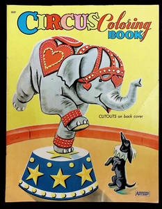 Libro da colorare circo anni 80 leoni, pagliacci, elefanti, ritagli - Foto 1 di 11