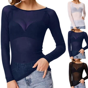 Womens Sexy See Through T Shirt Tops See Through Evening Party Clubwear Blouse - Picture 1 of 18