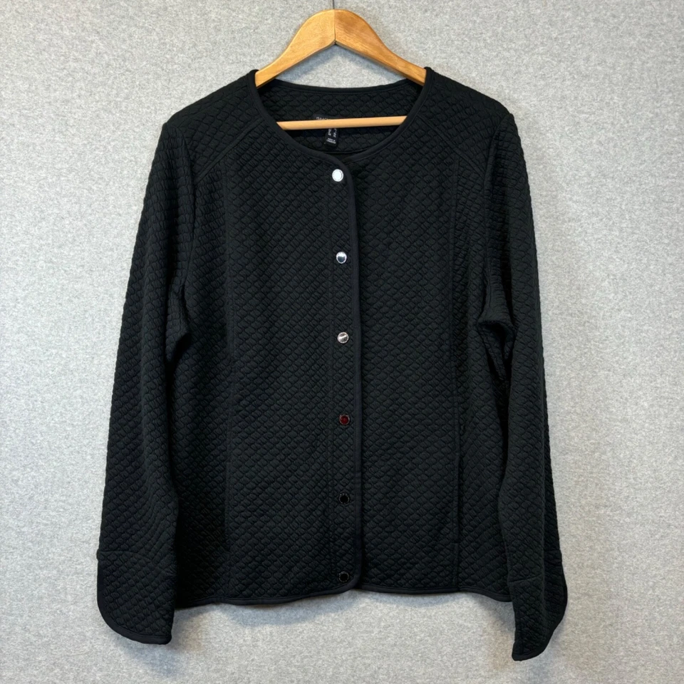 Isaac Mizrahi Live Shacket Mujer Grande Negro Acolchado Chaqueta Abrigo Suéter QVC Foto 1 de 4