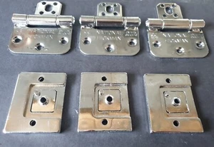 National Hickman complete Chrome effect hinge set for a 44mm fire door - Picture 1 of 8