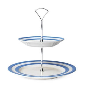 Cornishware Blue 2 Tier Ceramic Cake Stand - Picture 1 of 2