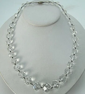 Gorgeous Vintage Deco Sterling Faceted Graduated Crystal Chain Link Necklace 18" - Picture 1 of 7