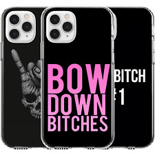 Silicone Cover Case Bow Down Btches Rock On Skull Art Number 1 Boss Chick Art