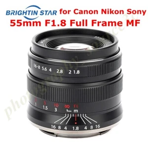 Brightin Star 55mm F1.8 Camera Lens MF fr Canon EOSR Nikon Z-Mount Z6 Z7 Sony A7 - Picture 1 of 12