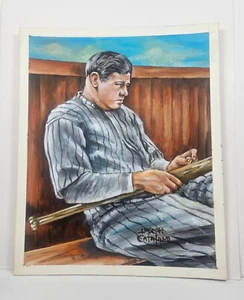 1983 Babe Ruth Original Painting by Joseph Catalano 9 x 11 New York Yankees C - Picture 1 of 6