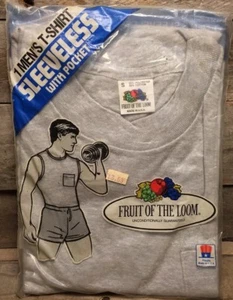 VTG 1980s Fruit of the Loom Black Cutoff T-Shirt 1986 Retro S New NIP 50/50 - Picture 1 of 6