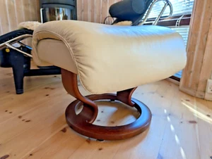 Stressless Stool Leather Vintage Ekornes Norway Pouf Footrest Retro Ottomane 3 - Bild 1 von 11