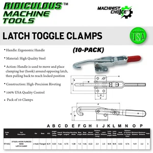 375LB Carbon Steel J-Hook Flanged Base Latch Clamp 10 Pack: Heavy-Duty Hardwa - Picture 1 of 7