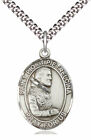 St. Pio of Pietrelcina Medal in 1" Fine Pewter, 24" Rhodium Plate Clasp Chain