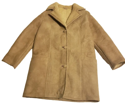 CHAQUETA EDDIE BAUER De Colección DAMAS Western RANCH ABRIGO Gamuza Cuero y Lana de Oveja Foto 1 de 4