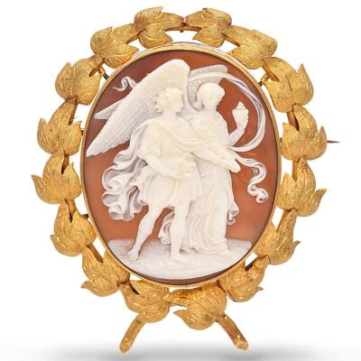 Broche antigo folheado a ouro 20K Talbot Cameo - Imagem 1 de 4