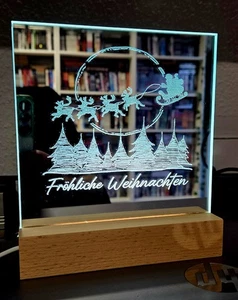 Wheinachtslicht LED gravur Auf Spiegelfliese 15 X 15cm #Unikat #8 - Bild 1 von 1