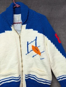 Vintage Fußball Nylon Cowichan Strick Pullover Jacke Gr. 38/40 70er Jahre gefüttert - Bild 1 von 18