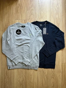 Threadbare ‘Satsuma’ Mens Crewneck Sweatshirts Navy & Grey Large Pack Of 2 - Picture 1 of 5