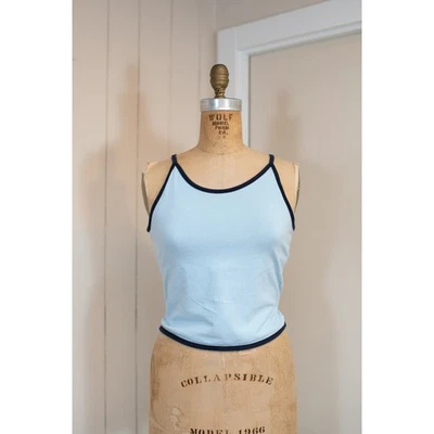 Vintage Y2K BCG Cropped Tank Top Light Blue Navy Hip Hop Streetwear 2000s Gym XL - Image 1 of 4