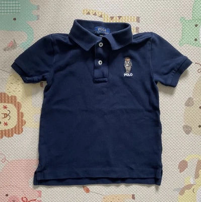 Ralph Lauren Polo Kids Iconic Classic Bear Mesh Polo Shirt 4/4T Navy Blue - Image 1 of 4