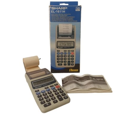 Sharp EL-1611H Electronic Calculator Paper Printer Large Display Battery  - Image 1 of 4