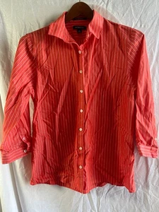 Lands' End Talla 10 Abotonable 3/Coral y Algodón Blanco - Imagen 1 de 4