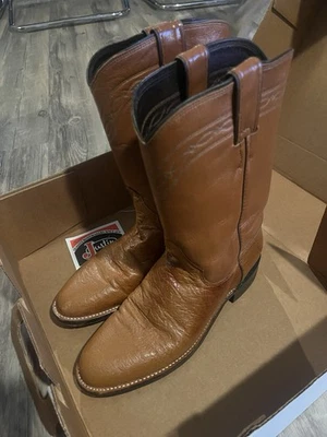 Botas de Vaquero Justin Western Estilo Roper Avestruz L3021 Coñac Talla 6 1/2 C Con Caja Foto 1 de 4