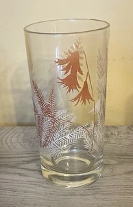Vintage MCM Georges Briard Becher Glas Longdrink Terrakotta Creme Farn Blume - Bild 1 von 8