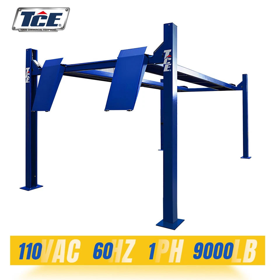 TCE 9 000 LBs 4 Post Car Lift 110 VAC 60 Hz 1 Ph QJY4040-DS