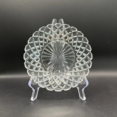 Vintage Pressed Glass Diamond Point 6” Plates Set of 5 Sunburst Pattern - Image 1 of 3