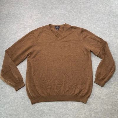 Suéter Jersey Brooks Brothers 346 Hombre XL Marrón Lana Merino Crew Foto 1 de 4
