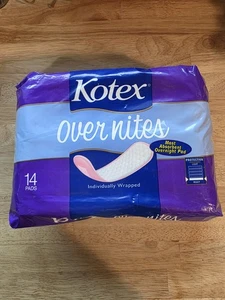 Vintage Kotex Over Nites Extra Long Maxi Pads New Sealed Overnight Pads 1998 - Picture 1 of 6