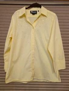 WOMENS Yellow COTTON SPANDEX Christine Alexander LS Shirt BLOUSE TOP SIZE M 40" - Picture 1 of 8