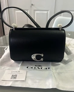 ¡NUEVO CON ETIQUETAS! Bandolera Coach BANDIT de cuero de becerro refinado negra en embalaje original - Imagen 1 de 12