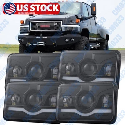 Para GMC C4500 C5500 Topkick 2003-09 4PC Cromo 4x6" Faro LED Proyector Lámpara Foto 1 de 4