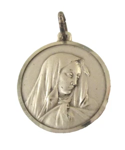 MEDAGLIA CATTOLICA MADRE VERGINE MARIA ARGENTO 800 ITALIA vintage - Foto 1 di 6