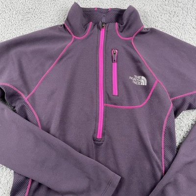 Pullover para mujer The North Face XS púrpura FlashDry 1/4 cremallera capa base para correr Foto 1 de 4